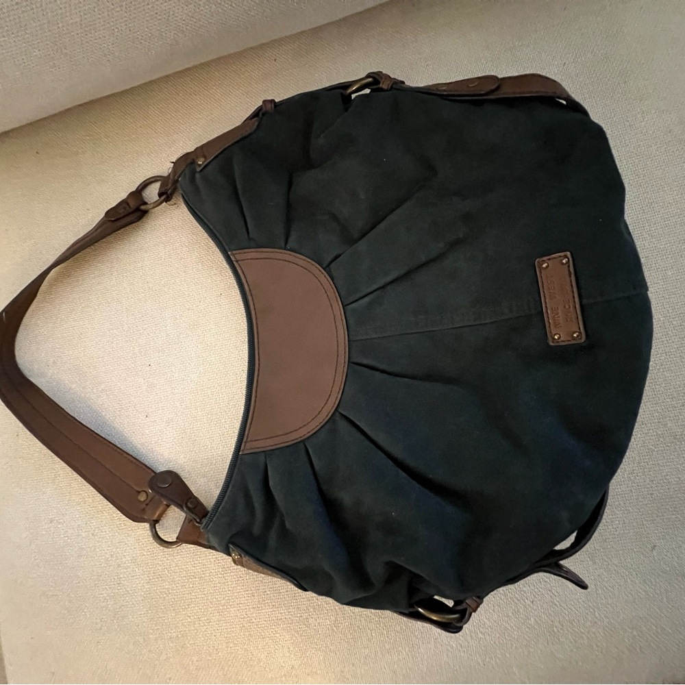 Nine West Dark Green Bag with Brown Accent